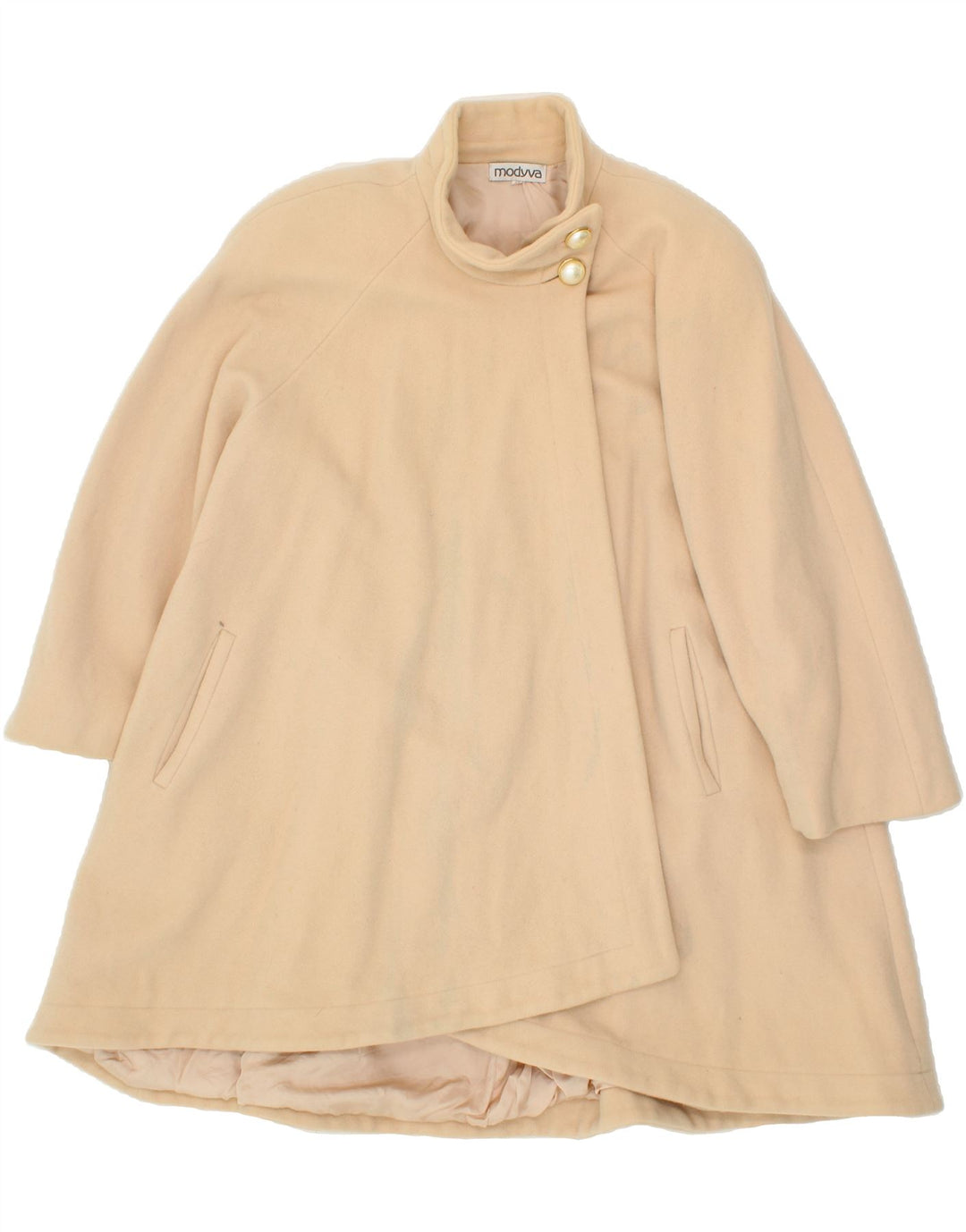 MODYVA Womens Overcoat EU 42 Large Beige Wool Vintage Modyva and Second-Hand Modyva from Messina Hembry 