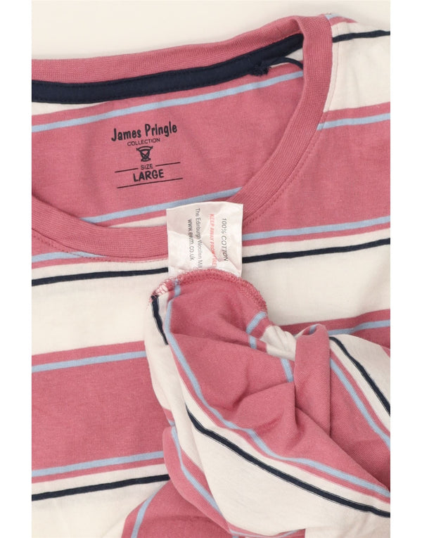Crew Clothing Mens T-Shirt Top 2XL White Striped Cotton