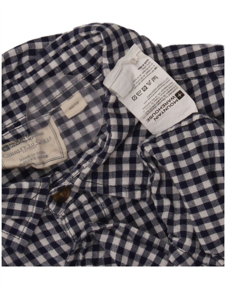 Mountain Warehouse Mens Short Sleeve Shirt XS Blue Gingham Cotton