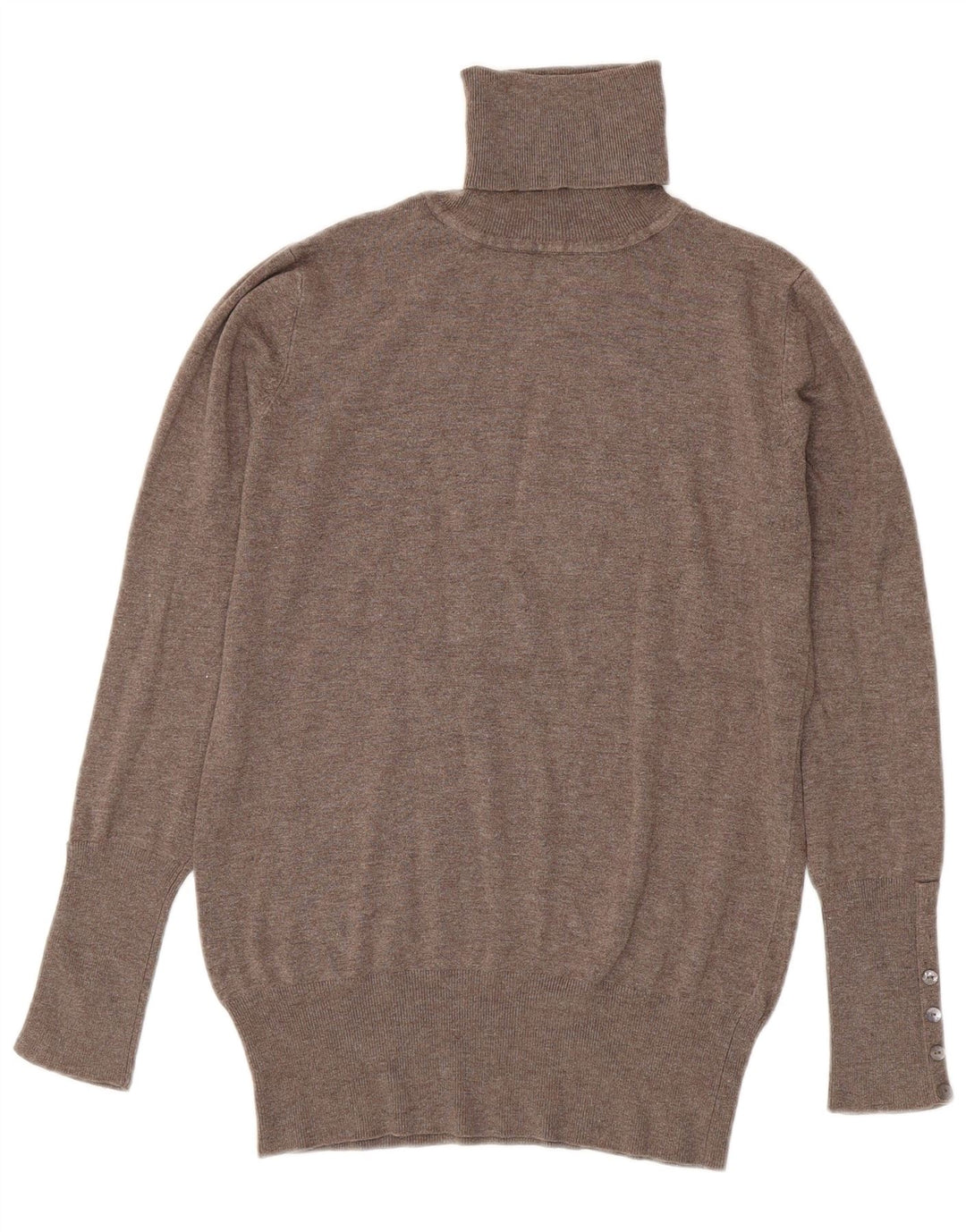 Zara Womens Roll Neck Jumper Sweater UK 14 Large Brown Rayon