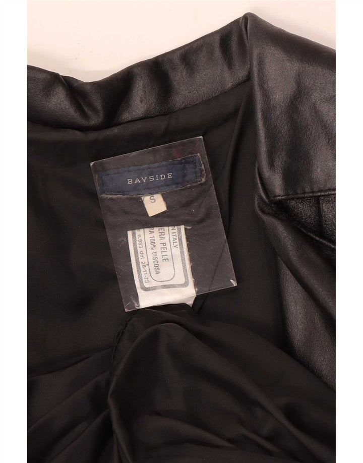 Bayside Womens Leather Jacket UK 10 Small Black Leather