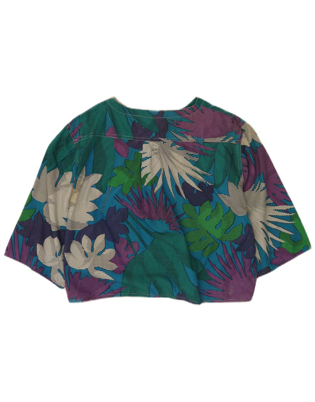 Vintage Womens Crop 3/4 Sleeve Blouse Top IT 42 Medium Multicoloured Floral