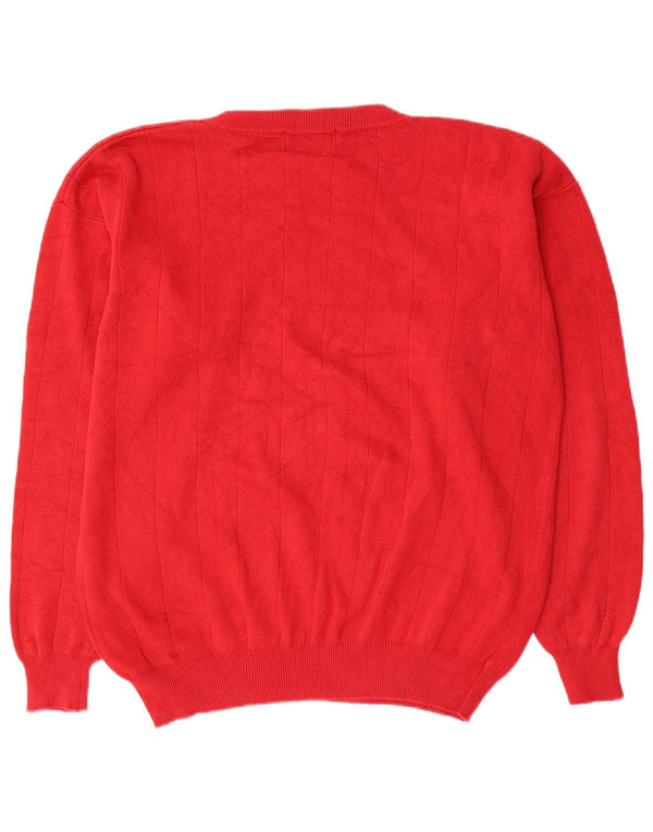 Chaps Ralph Lauren Mens Crew Neck Jumper Sweater Medium Red Cotton