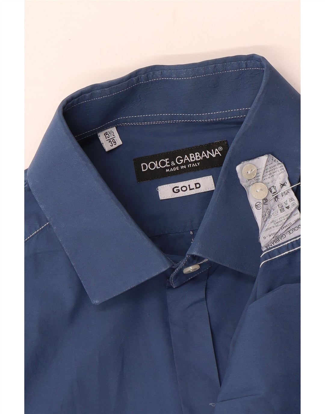 Dolce & Gabbana Mens Shirt Size 15 1/2 39 Medium Blue Cotton