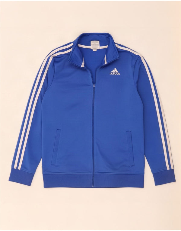Adidas Boys Graphic Tracksuit Top Jacket 14-15 Years Large Blue Polyester