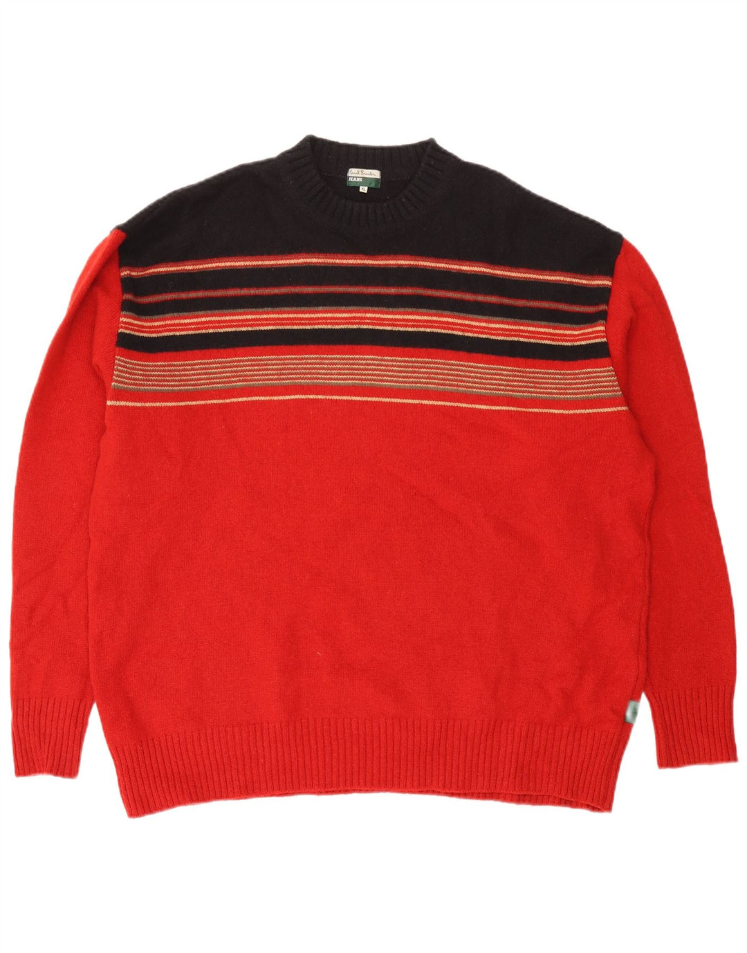 PAUL SMITH Mens Crew Neck Jumper Sweater XL Red Striped Wool