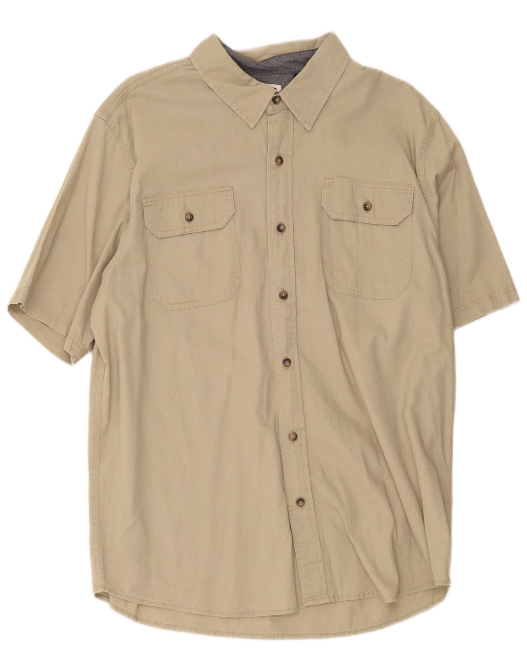 Wrangler Mens Short Sleeve Regular Fit Shirt Large Khaki Cotton