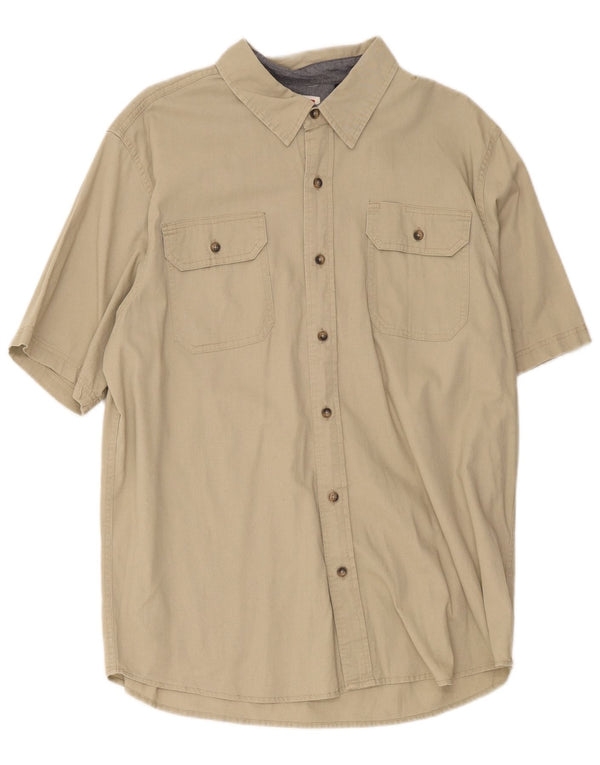 Wrangler Mens Short Sleeve Regular Fit Shirt Large Khaki Cotton