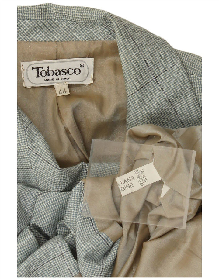 Vintage Womens 2 Button Blazer Jacket IT 44 Medium Blue Houndstooth Wool