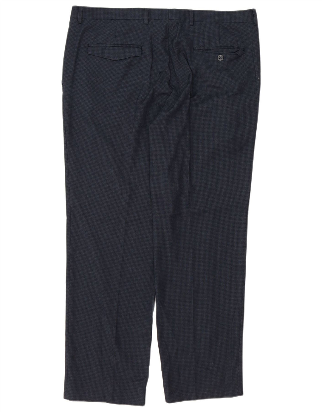 Marks & Spencer Mens Tailored Fit Suit Trousers W36 L29 Navy Blue Check