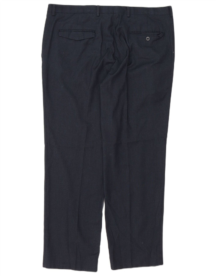 Marks & Spencer Mens Tailored Fit Suit Trousers W36 L29 Navy Blue Check