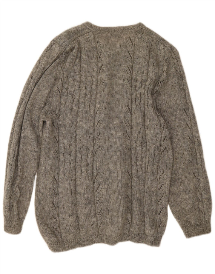 Vintage Womens Cardigan Sweater UK 14 Medium Grey