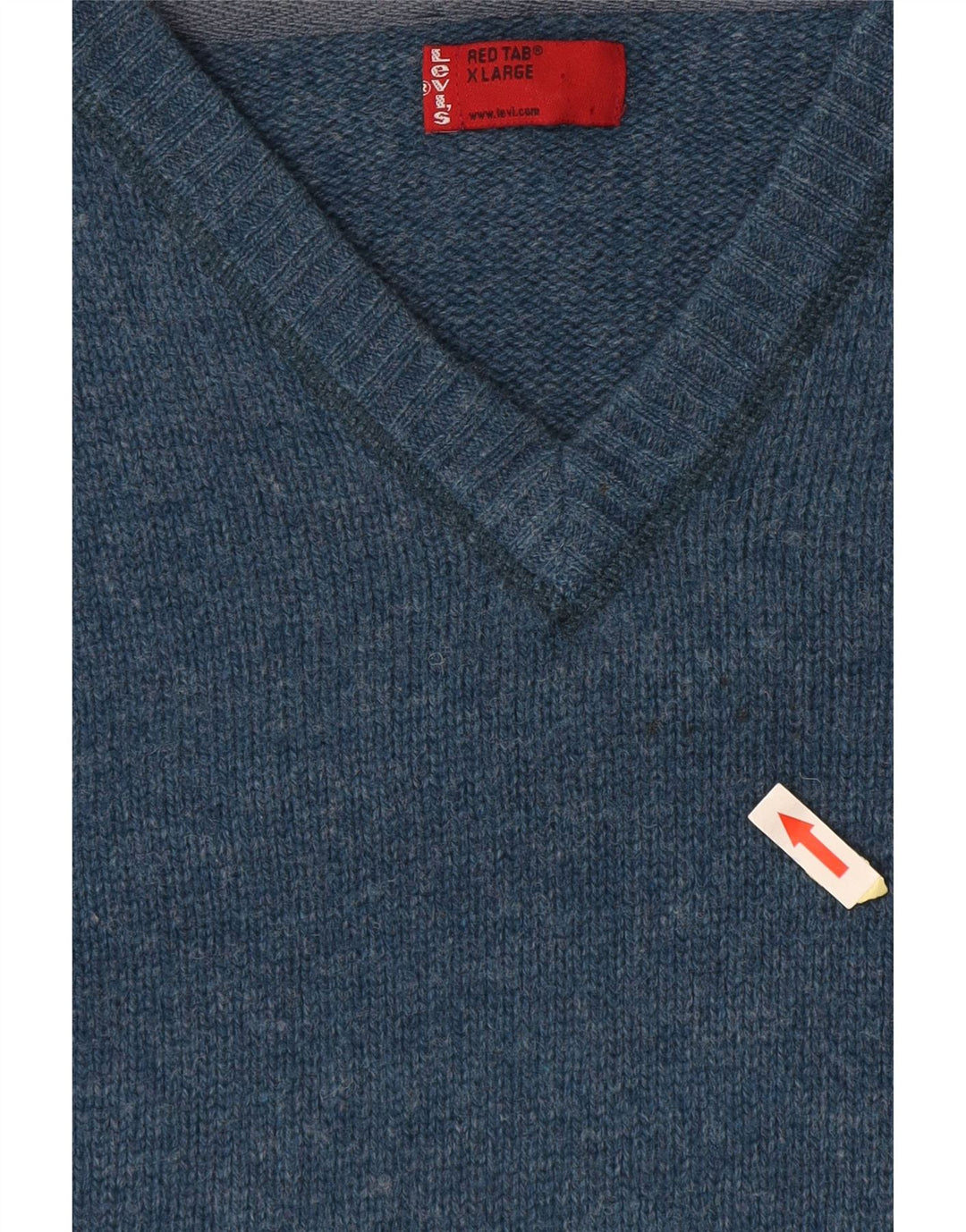 LEVI'S Mens V-Neck Jumper Sweater XL Blue Wool