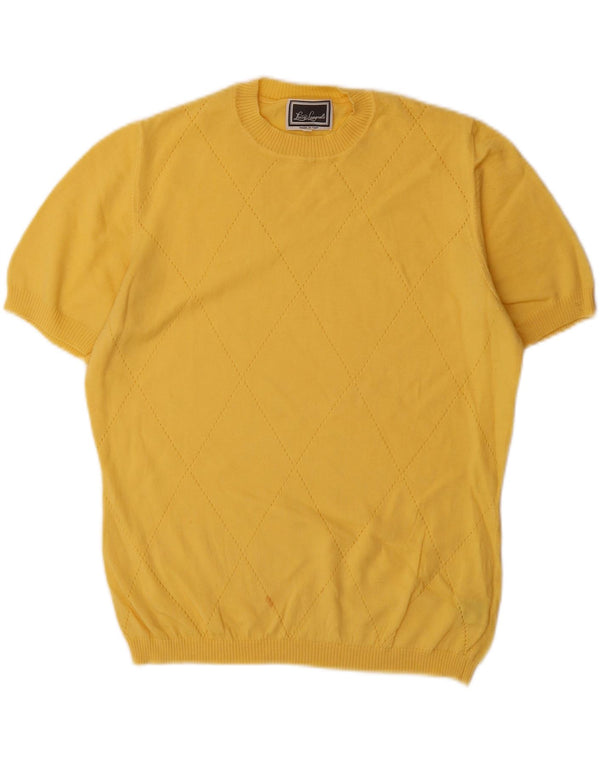 Luisa Spagnoli Womens Crew Neck Jumper Sweater UK 14 Medium Yellow