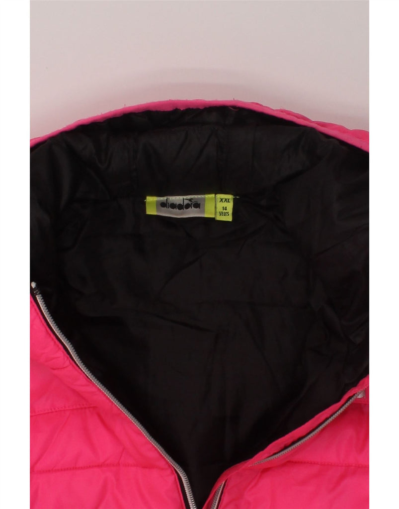 DIADORA Girls Hooded Padded Jacket 13-14 Years 2XL Pink Polyester | Vintage Diadora | Thrift | Second-Hand Diadora | Used Clothing | Messina Hembry 