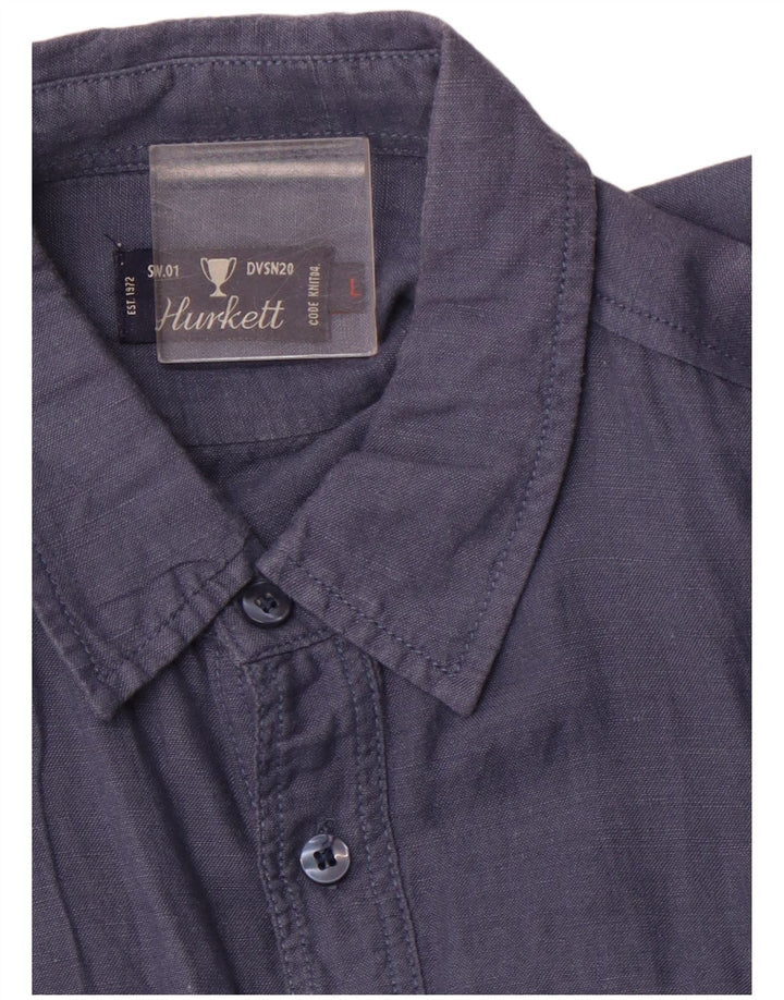 VINTAGE Mens Military Short Sleeve Shirt Large Navy Blue