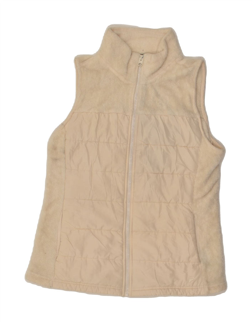 FILA Womens Padded Gilet UK 10 Small Beige Polyester | Vintage Fila | Thrift | Second-Hand Fila | Used Clothing | Messina Hembry 