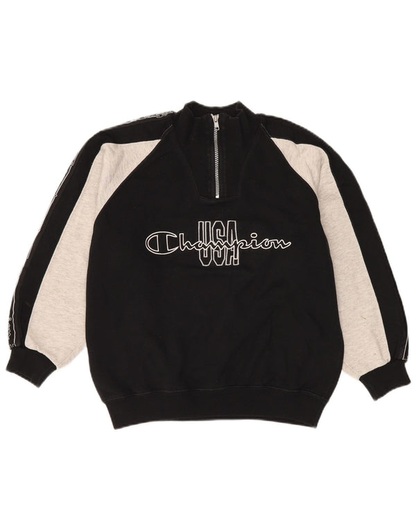 Champion Boys Graphic Sweatshirt Jumper 9-10 Years Medium Black Colourblock