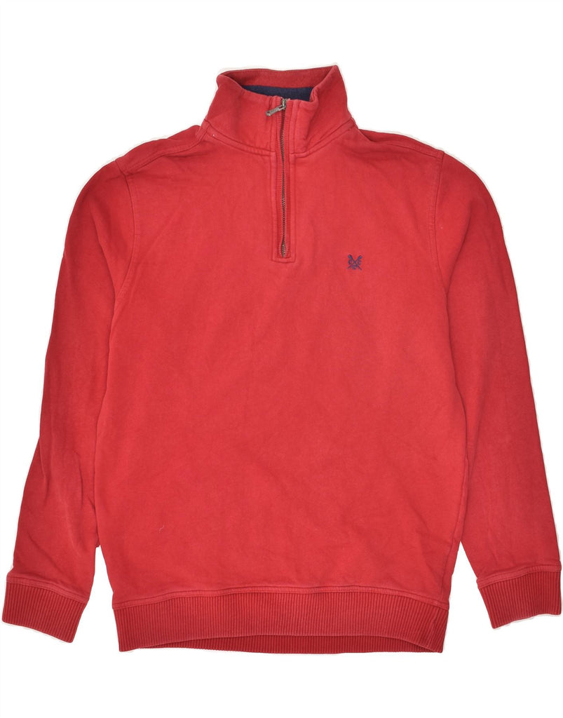 CREW CLOTHING Mens Zip Neck Sweatshirt Jumper Small Red Cotton | Vintage Crew Clothing | Thrift | Second-Hand Crew Clothing | Used Clothing | Messina Hembry 