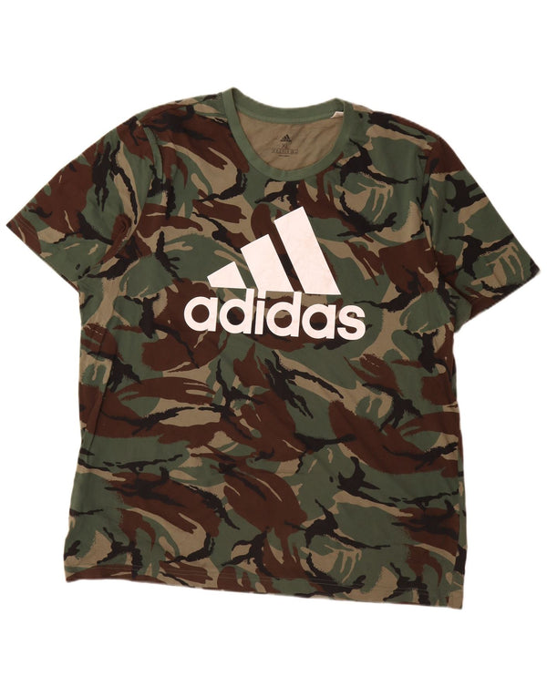 Adidas Mens Graphic T-Shirt Top XL Khaki Camouflage Cotton