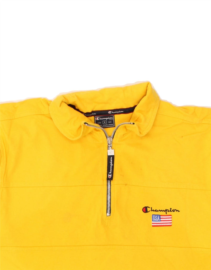 CHAMPION Mens Polo Shirt Medium Yellow Cotton | Vintage Champion | Thrift | Second-Hand Champion | Used Clothing | Messina Hembry 