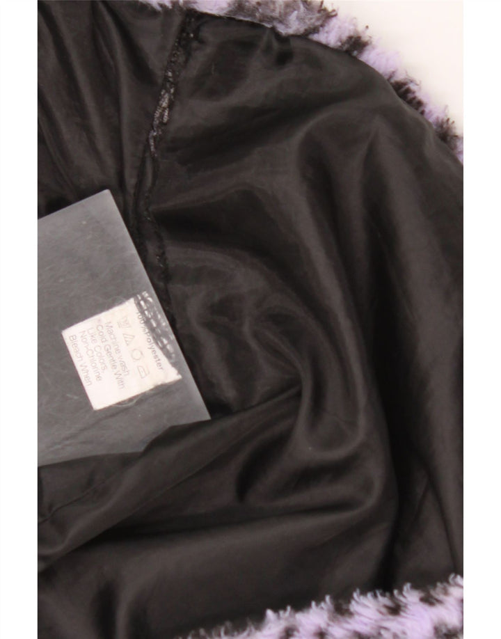 VINTAGE Womens Faux Fur Bomber Jacket UK 18 XL Purple Animal Print