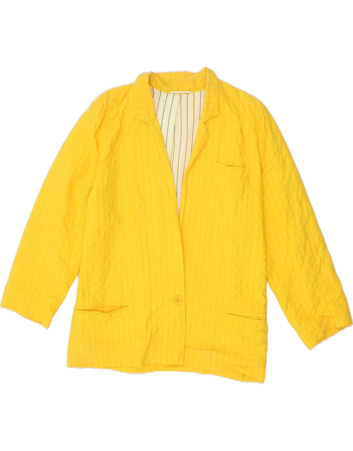 VINTAGE Womens 1 Button Blazer Jacket EU 40 Medium Yellow Cotton Vintage Vintage and Second-Hand Vintage from Messina Hembry 