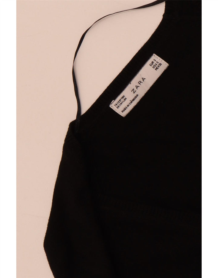 Zara Womens Cardigan Sweater UK 10 Small Black Cotton
