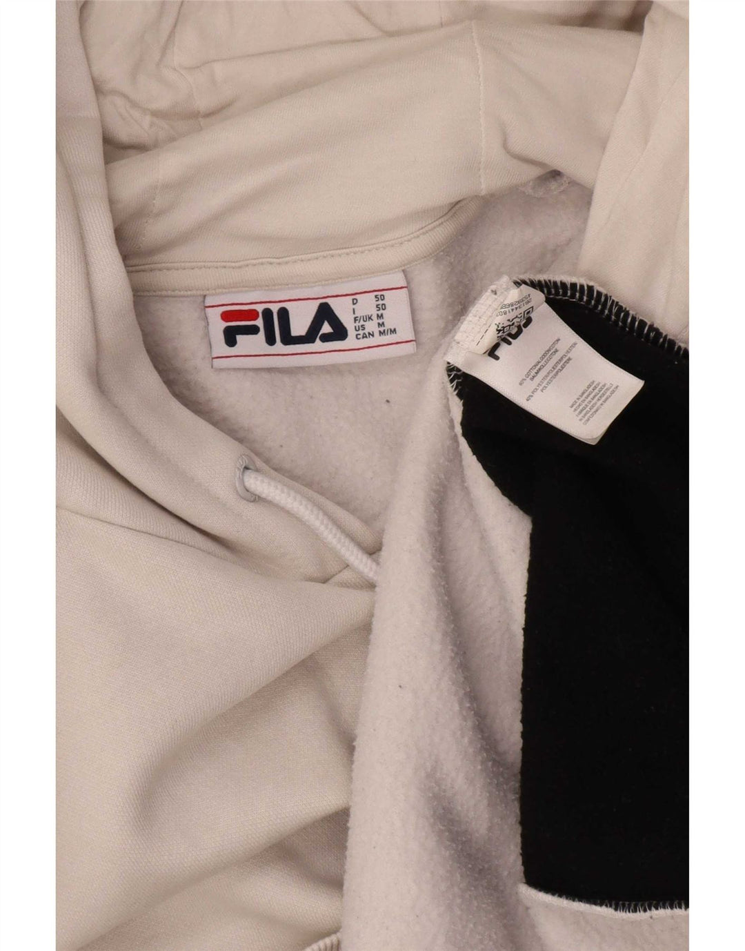 Fila Mens Hoodie Jumper Medium White Colourblock Cotton
