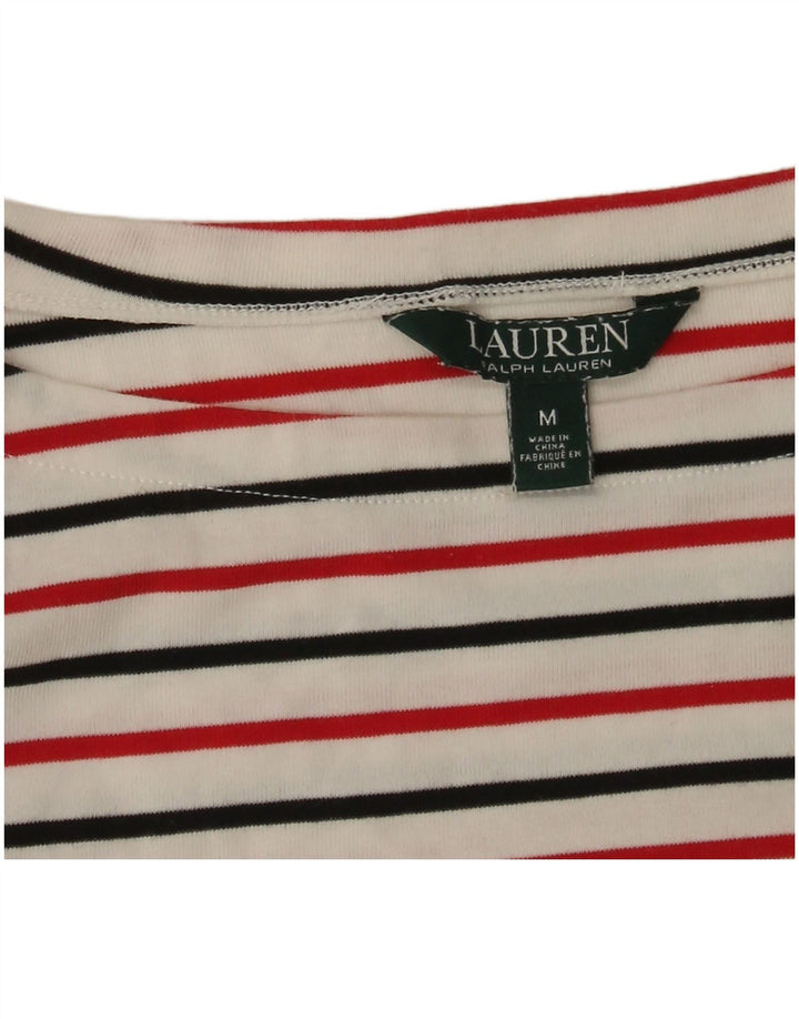 Ralph Lauren Womens Top 3/4 Sleeve UK 12 Medium White Striped