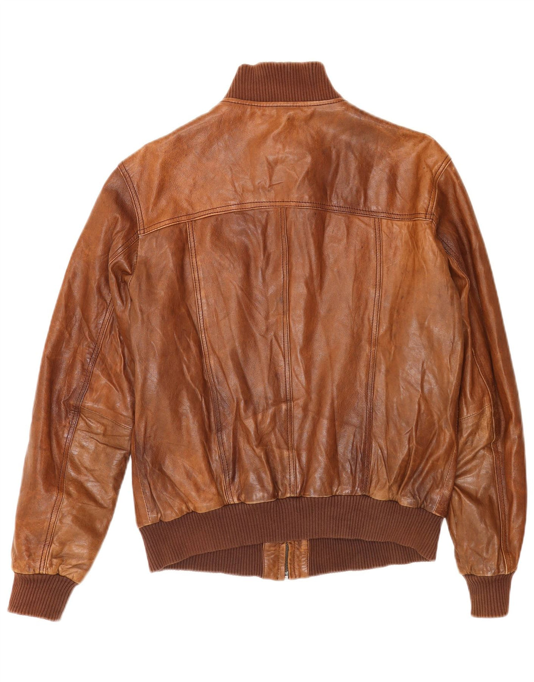 Conbipel Mens Leather Bomber Jacket IT 46 Small Brown