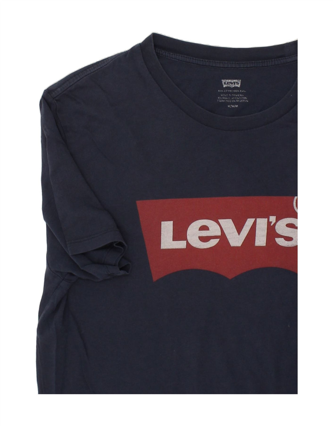 LEVI'S Mens Graphic T-Shirt Top Medium Navy Blue Cotton Vintage Levi's and Second-Hand Levi's from Messina Hembry 