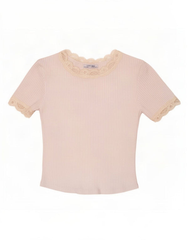 Zara Womens Trafaluc Crop Blouse Top UK 12 Medium White