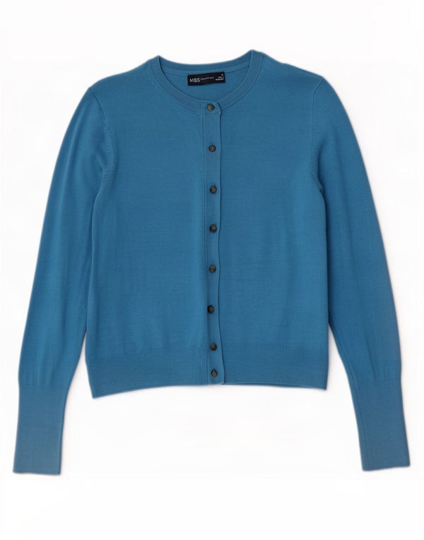 Marks & Spencer Womens Crop Cardigan Sweater UK 10 Small Turquoise Viscose