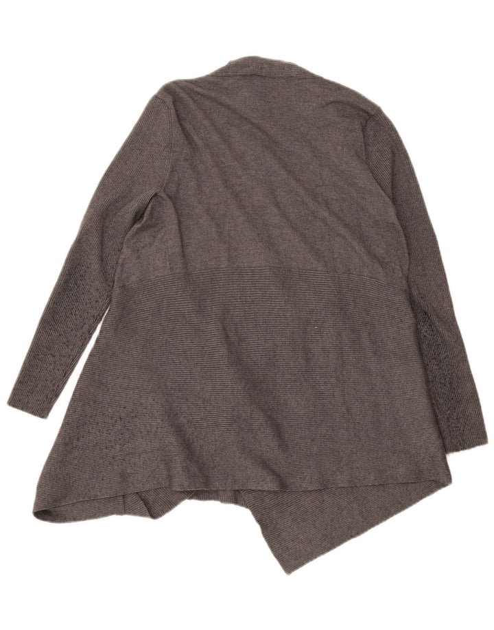 Zara Womens Asymmetric Open Cardigan Sweater UK 12 Medium Grey Viscose