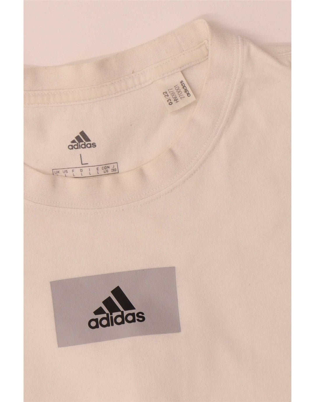 Adidas Mens T-Shirt Top Large White Cotton