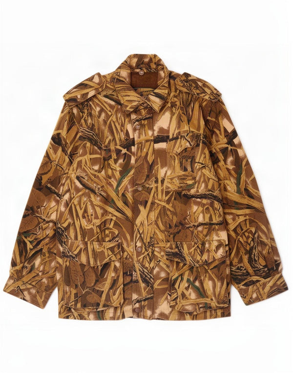 Isla de Piedra Mens Military Jacket UK 42 XL Brown Camouflage Cotton