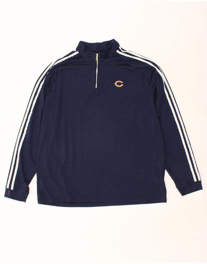 ADIDAS Mens Climalite Zip Neck Pullover Tracksuit Top Large Navy Blue Vintage Adidas and Second-Hand Adidas from Messina Hembry 