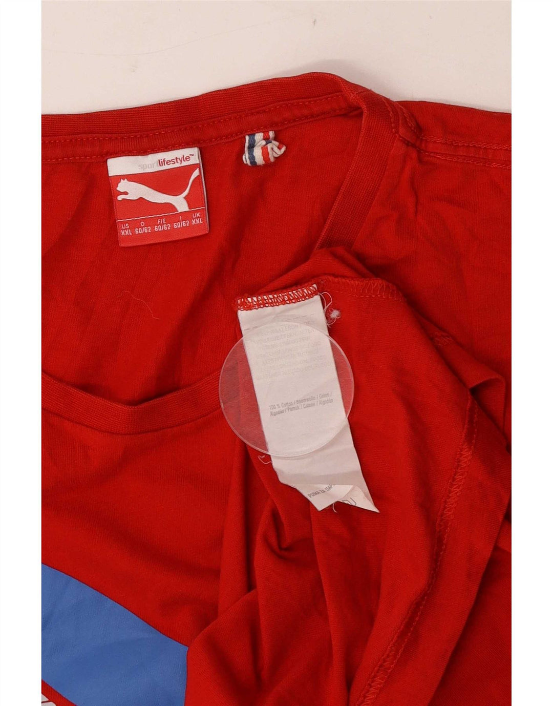 Puma Mens Graphic T-Shirt Top 2XL Red Cotton