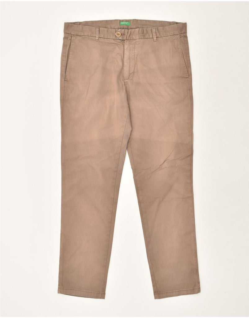 BENETTON Mens Slim Chino Trousers W36 L30  Brown | Vintage Benetton | Thrift | Second-Hand Benetton | Used Clothing | Messina Hembry 