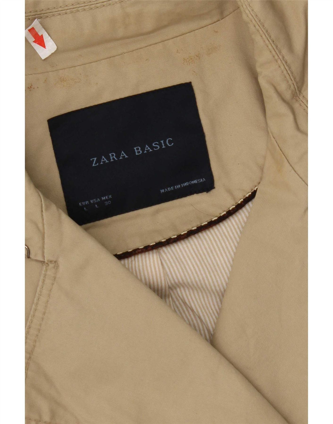 Zara Womens Trench Coat UK 16 Large Beige Cotton