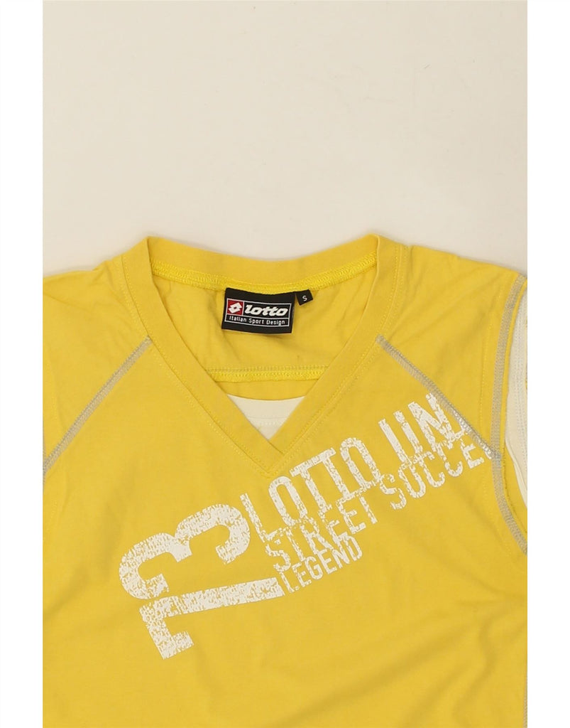 LOTTO Mens Graphic Vest Top Small Yellow Cotton | Vintage Lotto | Thrift | Second-Hand Lotto | Used Clothing | Messina Hembry 