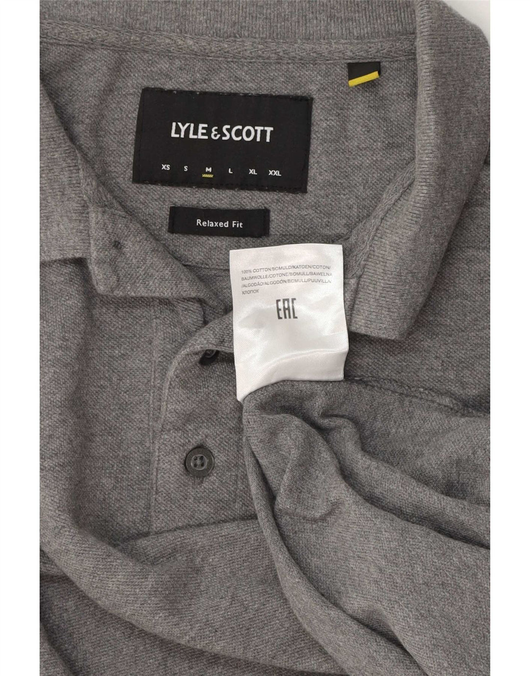 Lyle & Scott Mens Relaxed Fit Polo Shirt Medium Grey Colourblock Cotton