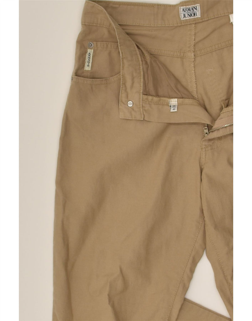 ARMANI JUNIOR Girls Straight Casual Trousers 15-16 Years W26 L32 Brown | Vintage Armani Junior | Thrift | Second-Hand Armani Junior | Used Clothing | Messina Hembry 