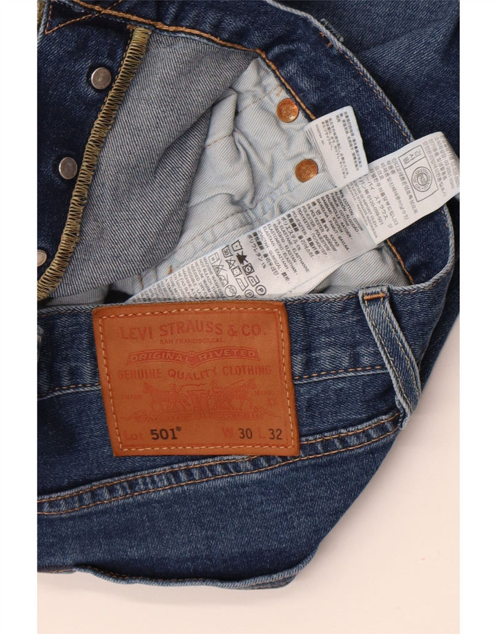 LEVI'S Mens 501 Straight Jeans W30 L32 Blue Cotton