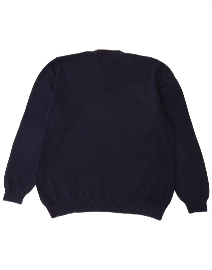 Marks & Spencer Mens V-Neck Jumper Sweater XL Navy Blue Cotton