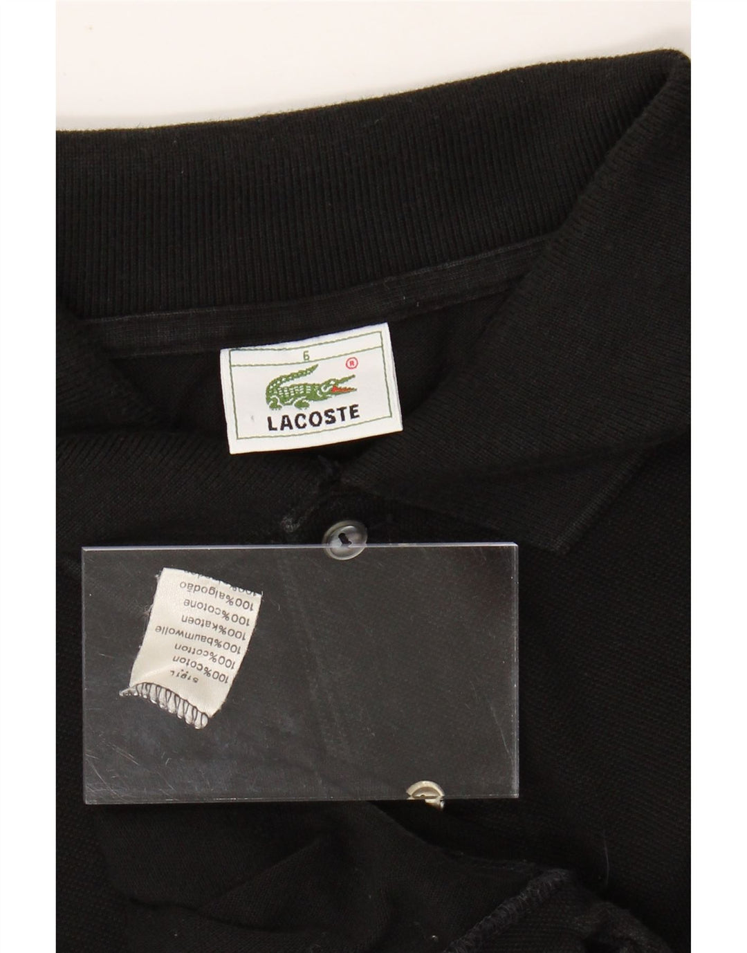 LACOSTE Mens Polo Shirt Size 6 XL Black Cotton