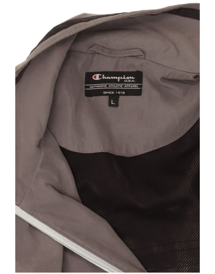CHAMPION Mens Tracksuit Top Jacket Large Grey Colourblock