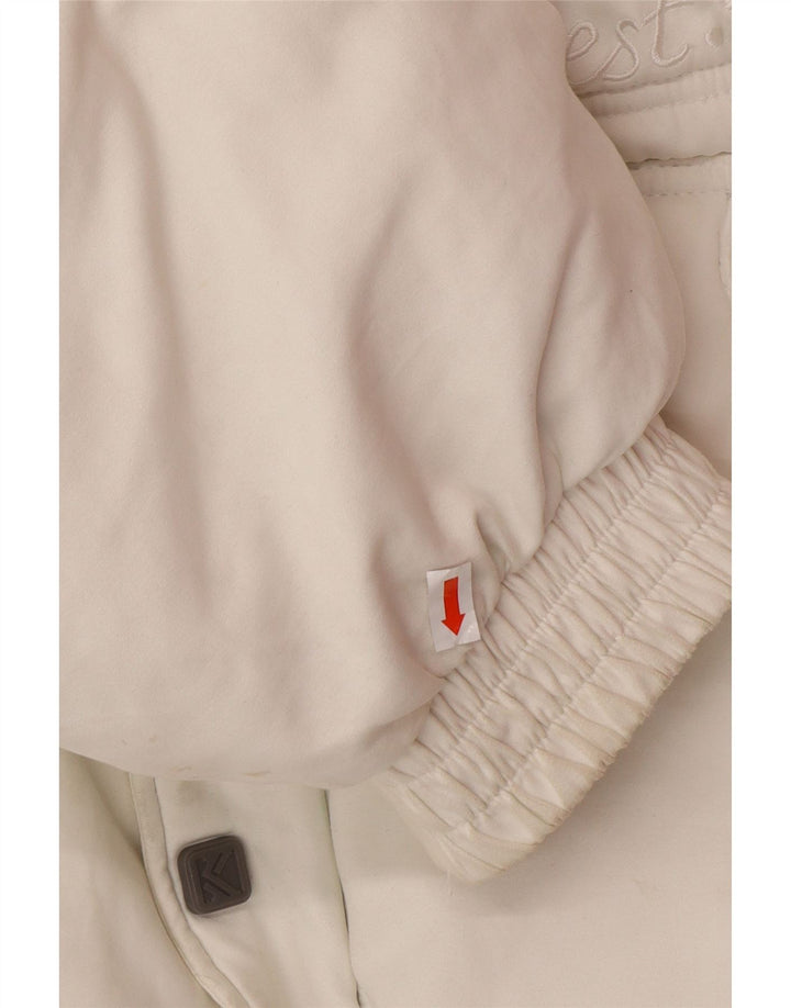 KARL KANI Mens Graphic Hooded Padded Jacket UK 44 2XL White Polyester