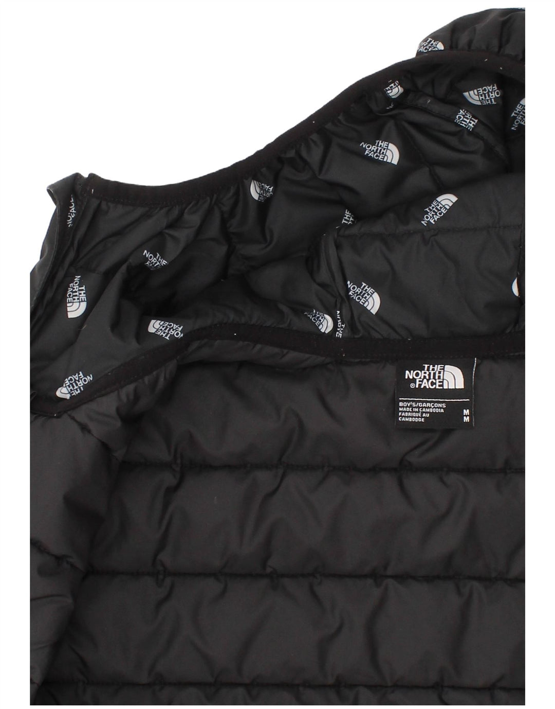 The North Face Boys Graphic Hooded Padded Jacket 9-10 Years Medium Black